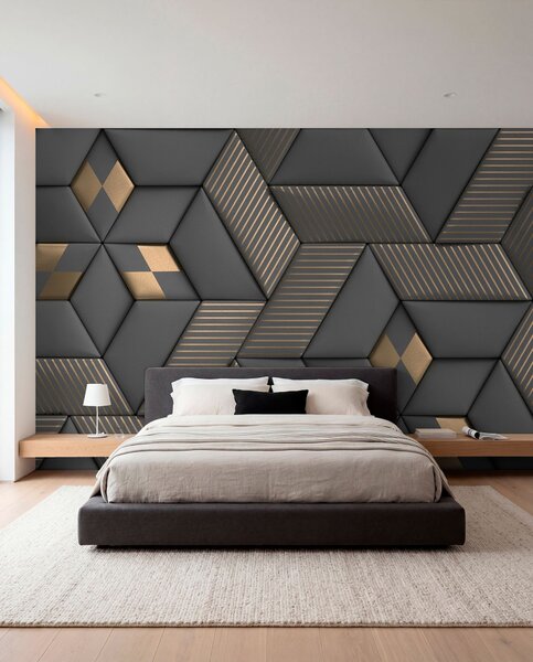 Tapety Grafitové kocky a zlato, 3D fototapety, Fototapety 3d geometrické postavy, u93413 : Uwalls.sk