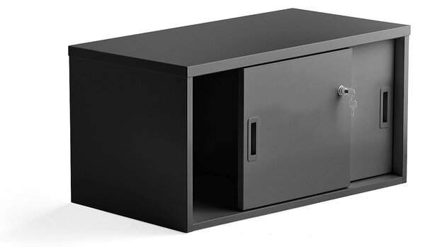 Kancelárska skriňa s posuvnými dverami MODULUS, 400x800 mm, čierna