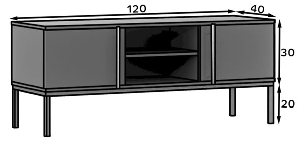 TV stolík LANZZI 120x40 cm, čierny