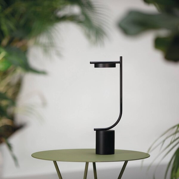 GRUPA Stolová LED lampa s akumulátorom Igram, čierna, 40 cm, IP44, Čierna, Obývacia izba / jedáleň, kov, Dizajn, Stojacie svietidlo