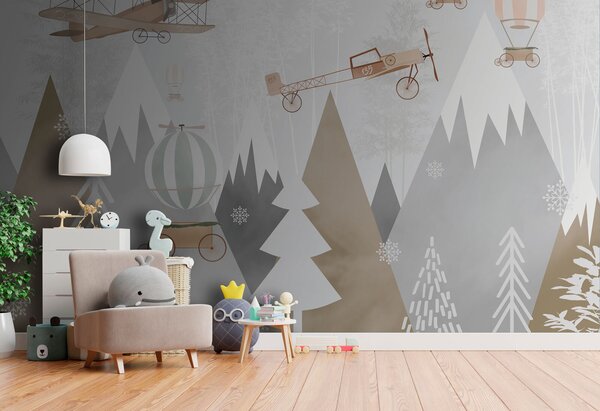 Tapety Hory a lietadlá, škandinávsky štýl, Detské fototapety, Fototapety pre bábätká, u73961 : Uwalls.sk