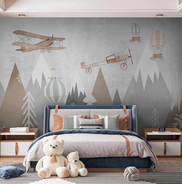 Tapety Hory a lietadlá, škandinávsky štýl, Detské fototapety, Fototapety pre bábätká, u73961 : Uwalls.sk