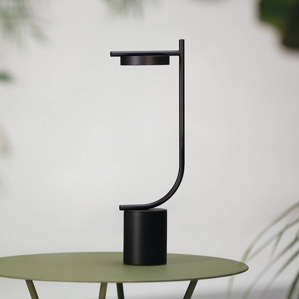 GRUPA Stolová LED lampa s akumulátorom Igram, čierna, 40 cm, IP44, Čierna, Obývacia izba / jedáleň, kov, Dizajn, Stojacie svietidlo