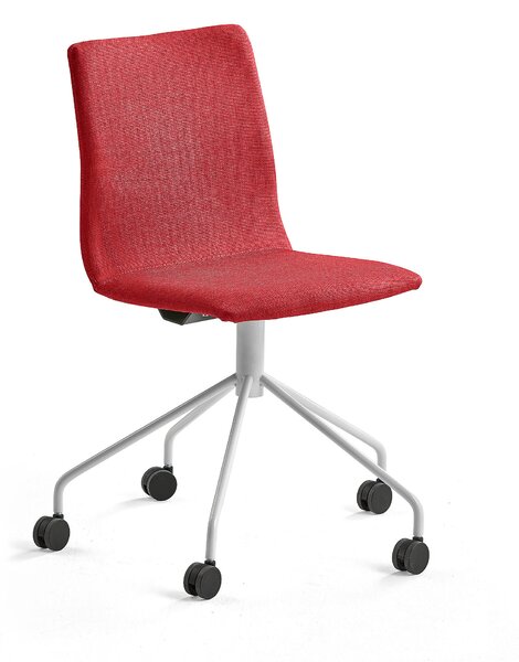 Konferenčná stolička OTTAWA, s kolieskami, červená, biela