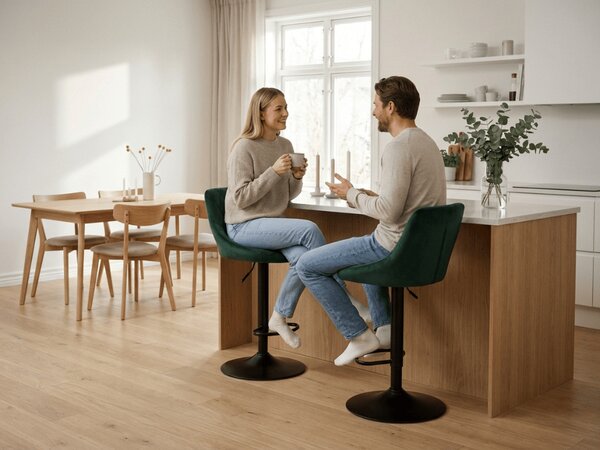 Zelená barová stolička VELVET KAST s čiernou nohou