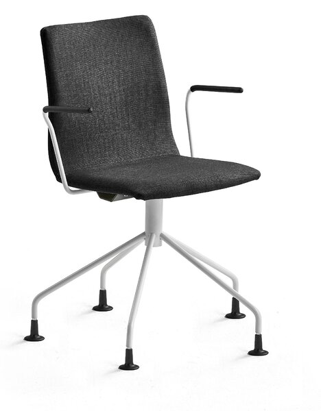 Konferenčná stolička OTTAWA, s opierkami rúk, pavúčia podnož, čierna, biela