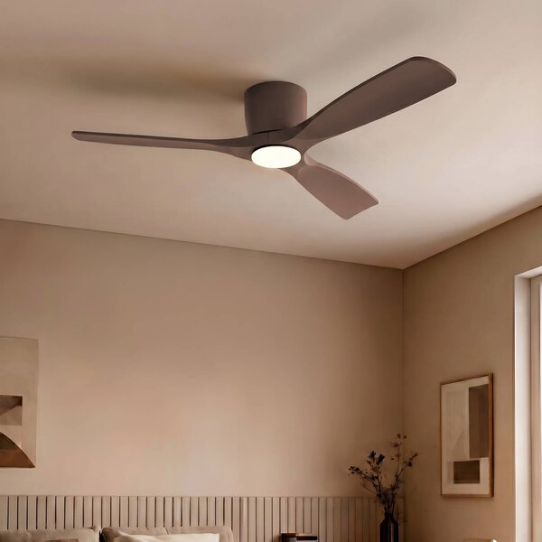 Lucande Smart LED stropný ventilátor Moneno, hnedý, DC, Tuya, Hnedá / hrdzavá, Obývacia izba / jedáleň, kov, Moderný