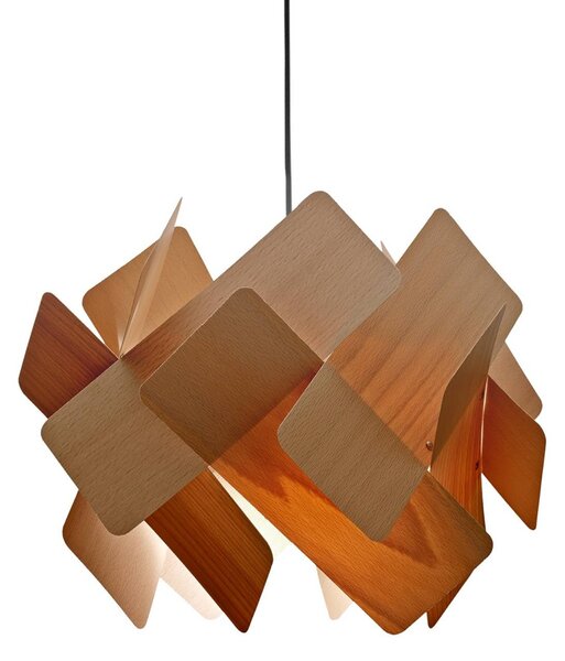 LZF LAMPS Závesné svietidlo Escape, buk/niklová farba, Ø 30 cm, drevo, Svetlé drevo, Obývacia izba / jedáleň, Drevo, Dizajn, Závesné svietidlo