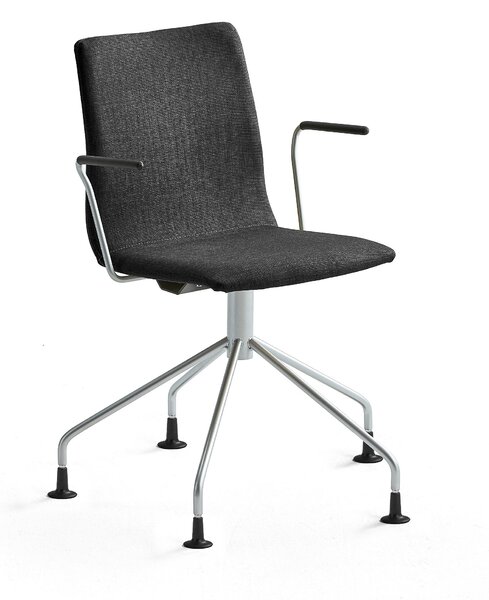 Konferenčná stolička OTTAWA, s opierkami rúk, pavúčia podnož, čierna, šedá