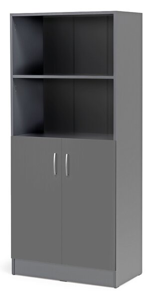 Kancelárska skriňa FLEXUS, 2 otvorené police, 1725x760x415 mm, šedá