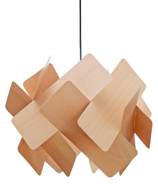 LZF LAMPS Závesné svietidlo Escape, buk/niklová farba, Ø 30 cm, drevo, Svetlé drevo, Obývacia izba / jedáleň, Drevo, Dizajn, Závesné svietidlo