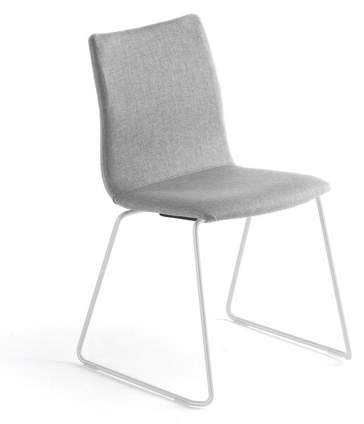 Konferenčná stolička OTTAWA, s kĺzavou základňou, strieborná/biela