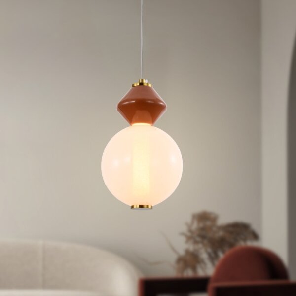 LED luster na lanku FLORES LED/7W/230V zlatá/hnedá