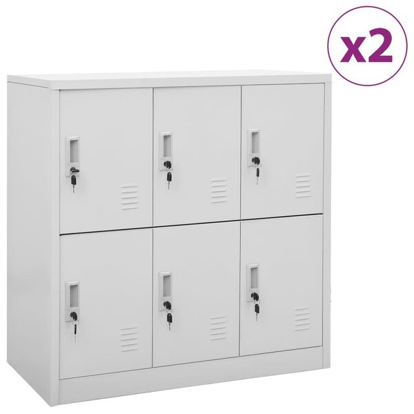 Uzamykacie skrinky 2 ks bledosivé 90x45x92,5 cm oceľová