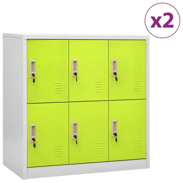 Uzamykacie skrinky 2 ks bledosivé a zelené 90x45x92,5 cm oceľové