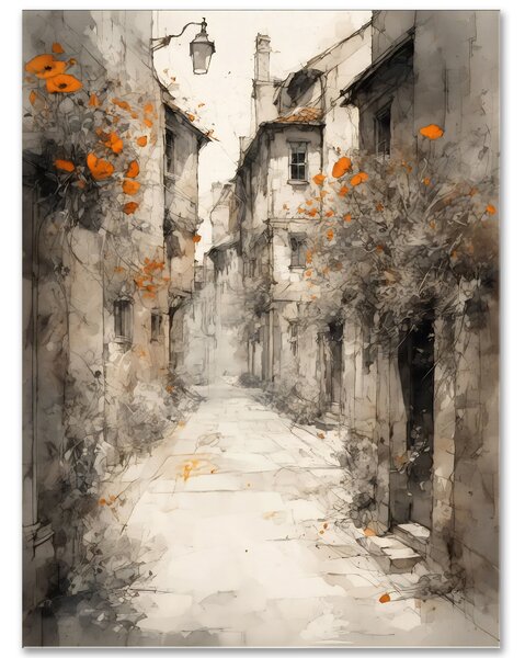 Tichá ulička – romantický obraz historického mesta 30x40cm