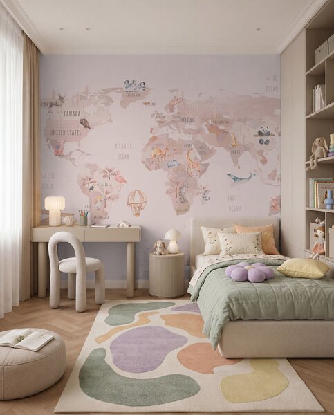 Tapety Rozprávková mapa sveta, Detské fototapety, Fototapety pre dievčatá, u74508 : Uwalls.sk