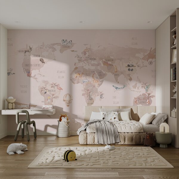 Tapety Rozprávková mapa sveta, Detské fototapety, Fototapety pre dievčatá, u74508 : Uwalls.sk
