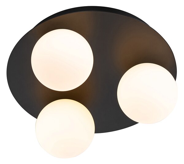 Moderné kúpeľňové stropné svietidlo čierne 3-svetlo - Cederic