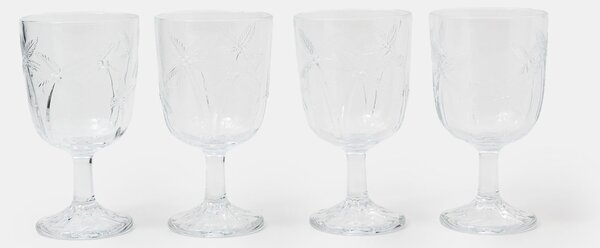 Sinsay - Sada pohárov na víno s reliéfnym vzorom paliem 4 pack - clear