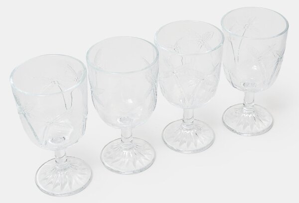 Sinsay - Sada pohárov na víno s reliéfnym vzorom paliem 4 pack - clear