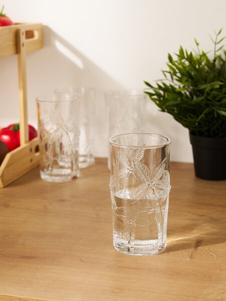 Sinsay - Sada pohárov s reliéfnym vzorom paliem 4 pack - clear