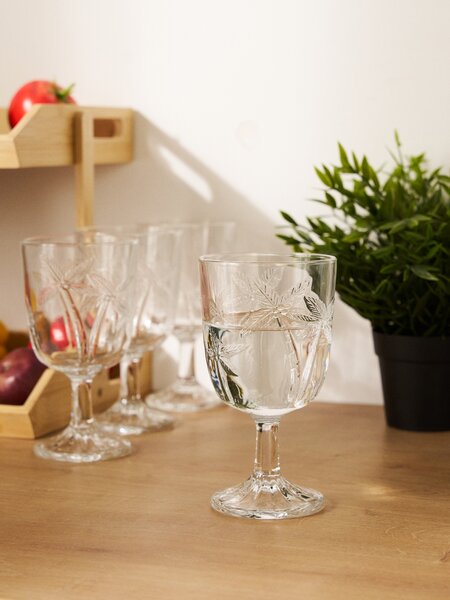 Sinsay - Sada pohárov na víno s reliéfnym vzorom paliem 4 pack - clear