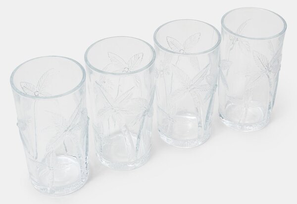 Sinsay - Sada pohárov s reliéfnym vzorom paliem 4 pack - clear