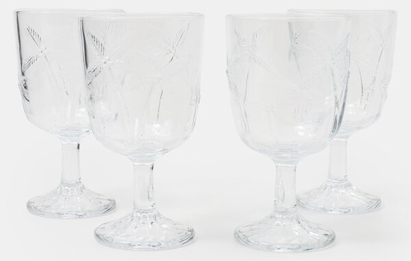 Sinsay - Sada pohárov na víno s reliéfnym vzorom paliem 4 pack - clear