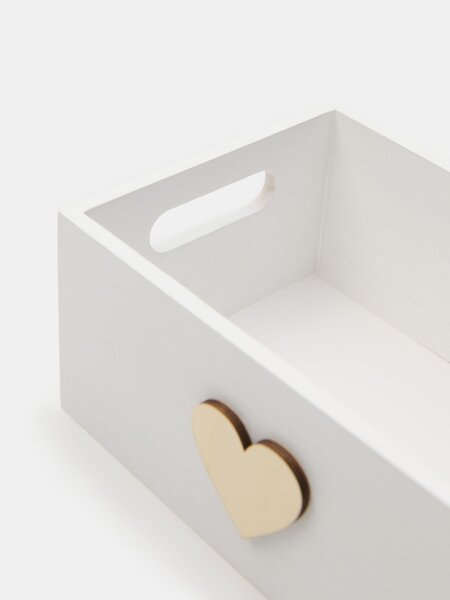 Sinsay - Drevený úložný kôš s motívom srdca - viacfarebná