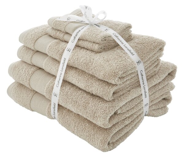 Béžové froté bavlnené uteráky a osušky v súprave 6 ks Anti–Bacterial – Catherine Lansfield