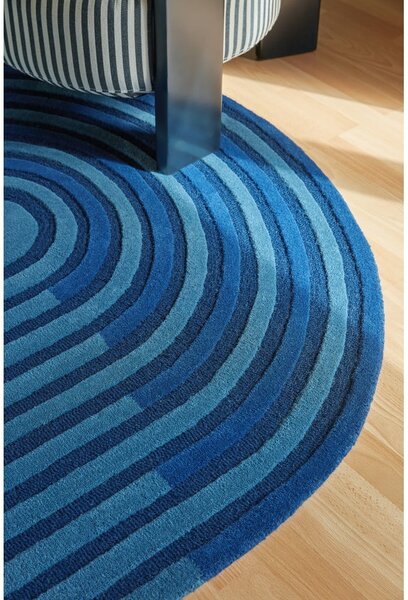 Tmavomodrý ručne tkaný vlnený koberec 120x180 cm Conway Retro – Flair Rugs