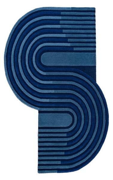 Tmavomodrý ručne tkaný vlnený koberec 120x180 cm Conway Retro – Flair Rugs