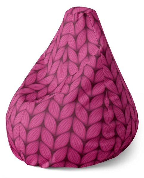 Sablio Sedací vak Pear Pletenie vo fuksiovej farbe - 70 x 95 x 15 cm