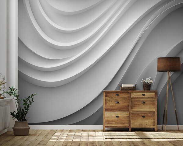Tapety Biele 3D vlny, 3D fototapety, u94078 : Uwalls.sk