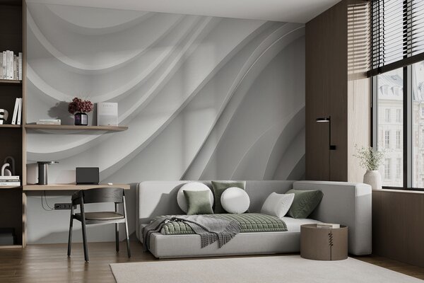 Tapety Biele 3D vlny, 3D fototapety, u94078 : Uwalls.sk