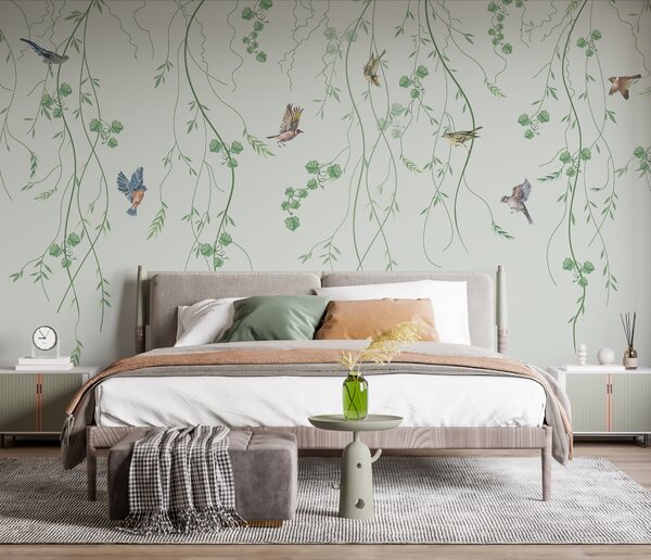 Tapety Vetvy s vtákmi, Chinoiserie, Fototapety orientálny štýl, u94493 : Uwalls.sk