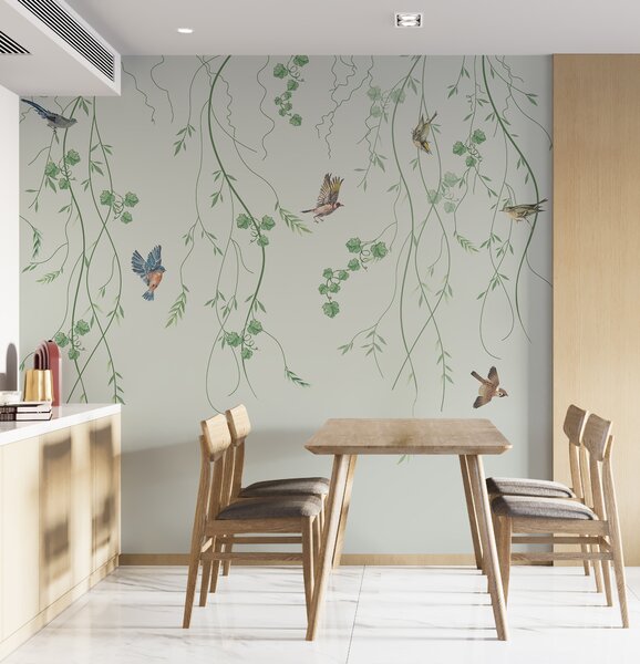 Tapety Vetvy s vtákmi, Chinoiserie, Fototapety orientálny štýl, u94493 : Uwalls.sk