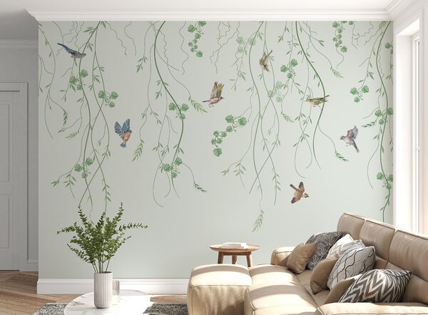 Tapety Vetvy s vtákmi, Chinoiserie, Fototapety orientálny štýl, u94493 : Uwalls.sk