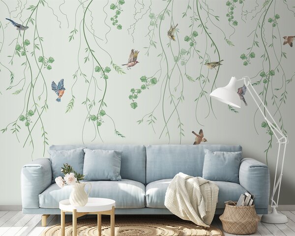 Tapety Vetvy s vtákmi, Chinoiserie, Fototapety orientálny štýl, u94493 : Uwalls.sk