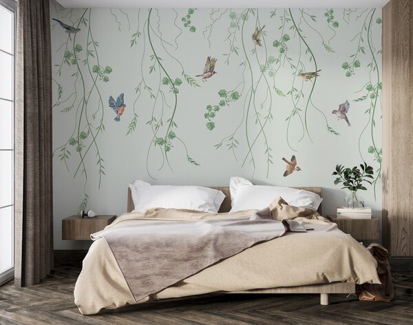 Tapety Vetvy s vtákmi, Chinoiserie, Fototapety orientálny štýl, u94493 : Uwalls.sk
