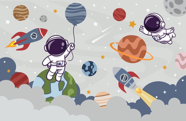 Tapety Raketa a astronaut vo vesmíre, Detské fototapety, u94476 : Uwalls.sk