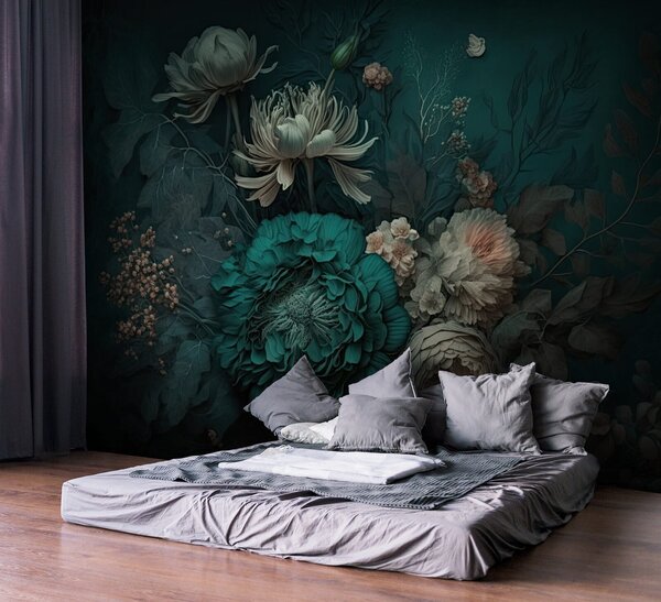 Tapety Kvety na nočnej zeleni, 3D fototapety, Fototapety 3d kvety, u75402 : Uwalls.sk