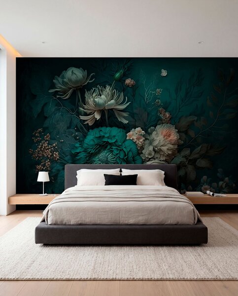 Tapety Kvety na nočnej zeleni, 3D fototapety, Fototapety 3d kvety, u75402 : Uwalls.sk