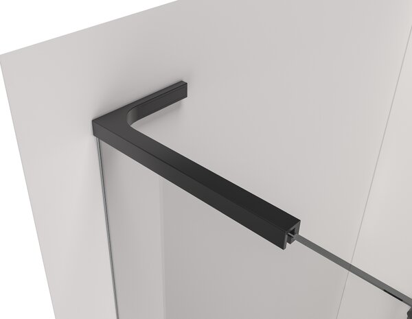 CERANO - Sprchová zástena Walk-in Onyx L-ľavá vzpera + polička/držiak na uteráky - 8 mm - čierna matná, transparentné sklo - 40x200 cm