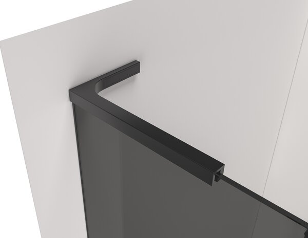 CERANO - Sprchová zástena Walk-in Onyx L-ľavá vzpera + polička/držiak na uteráky - 8 mm - čierna matná, grafitové sklo - 40x200 cm