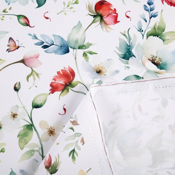 Biante Dekoračný záves Rongo RGP-507 Akvarelové kvety s kolibríkmi na bielom 140x140 cm