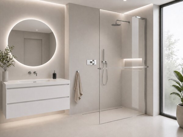 CERANO - Sprchová zástena Walk-in Onyx L-pravá vzpera + polička/držiak na uteráky - 8 mm - chróm, transparentné sklo - 30x200 cm