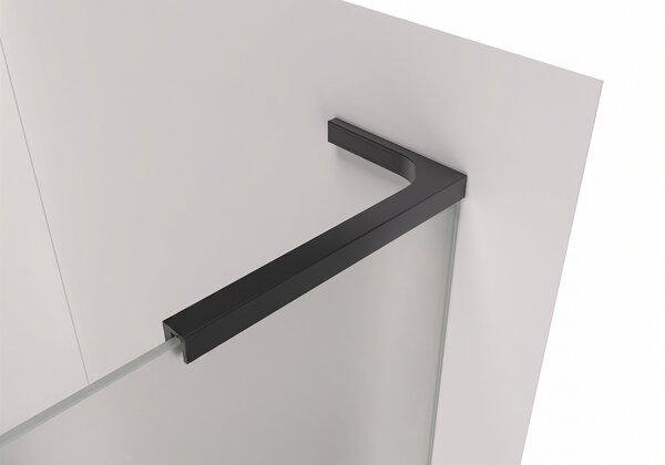 CERANO - Sprchová zástena Walk-in Onyx L-pravá vzpera + polička/držiak na uteráky - 8 mm - čierna matná, mliečne sklo - 30x200 cm
