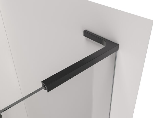CERANO - Sprchová zástena Walk-in Onyx L-pravá vzpera + polička/držiak na uteráky - 8 mm - čierna matná, transparentné sklo - 40x200 cm